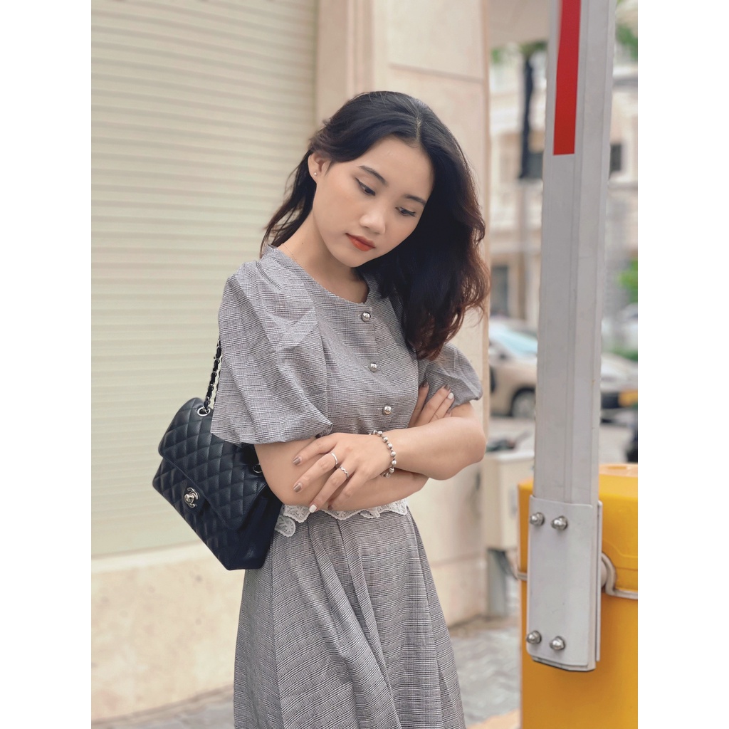 (HÀNG SẴN - HÌNH THẬT) Set Gồm Áo &amp; Chân váy midi dáng dài phối ren vạt. set đồ phong cách Retro