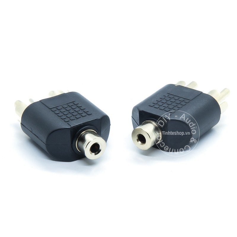 1 chiếc - Đầu đổi audio 3.5mm cái sang 2 jack bông sen AV đực - Rắc cắm chia âm thanh 3.5mm ra 2 AV RCA