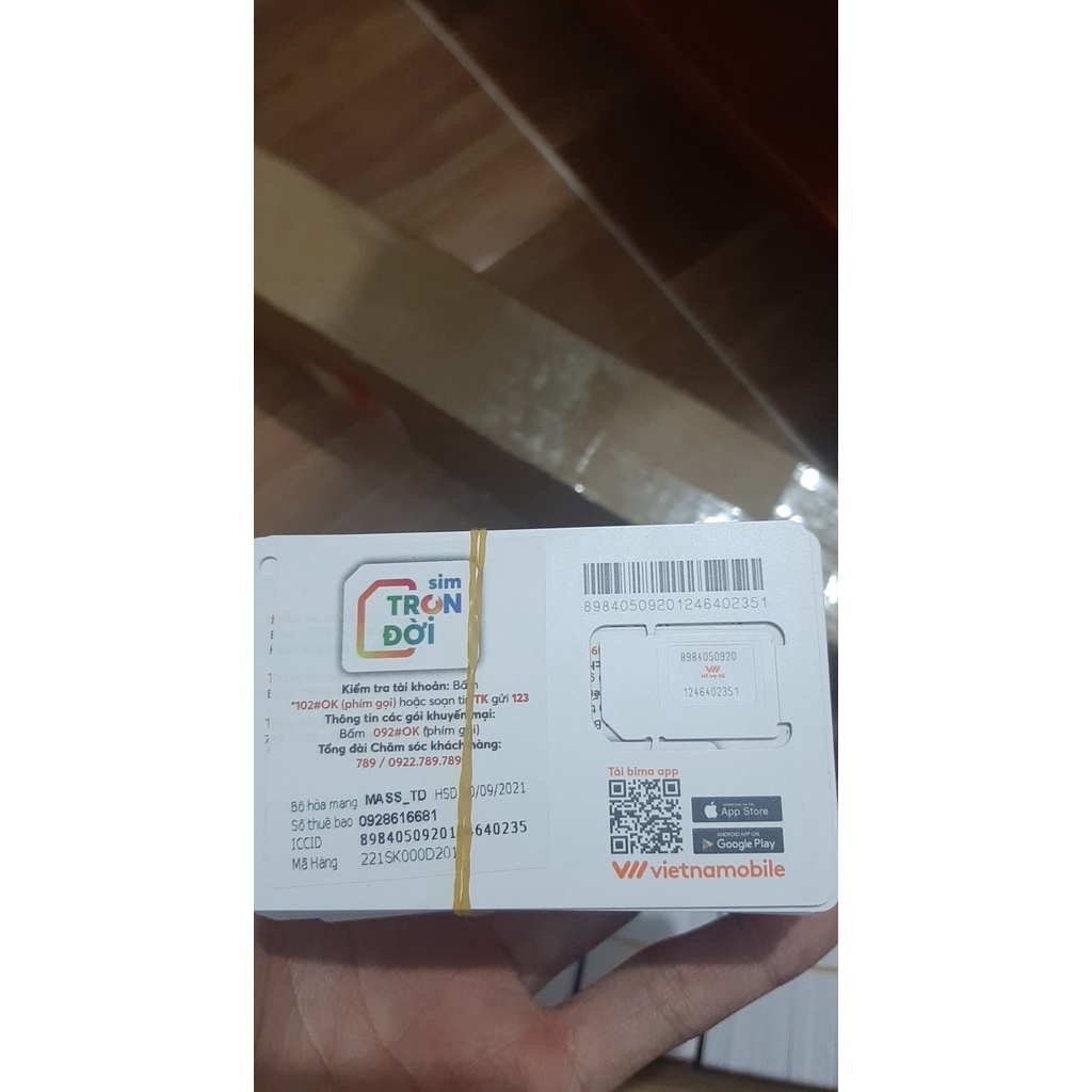 Sim Vietnam nguyên kit tạo shope,zalo,fb,nhận sms otp