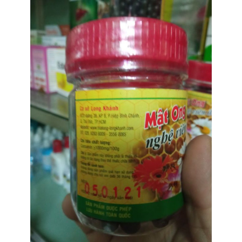 Viên nghệ mật ong màu vàng/ đen hủ 120gr