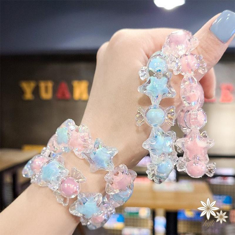 【kifli】Dây Cột Tóc Cao Su Co Giãn Tốt Họa Tiết Hoạt Hình Ngôi Sao Thời Trang 2022 Cho Nữ