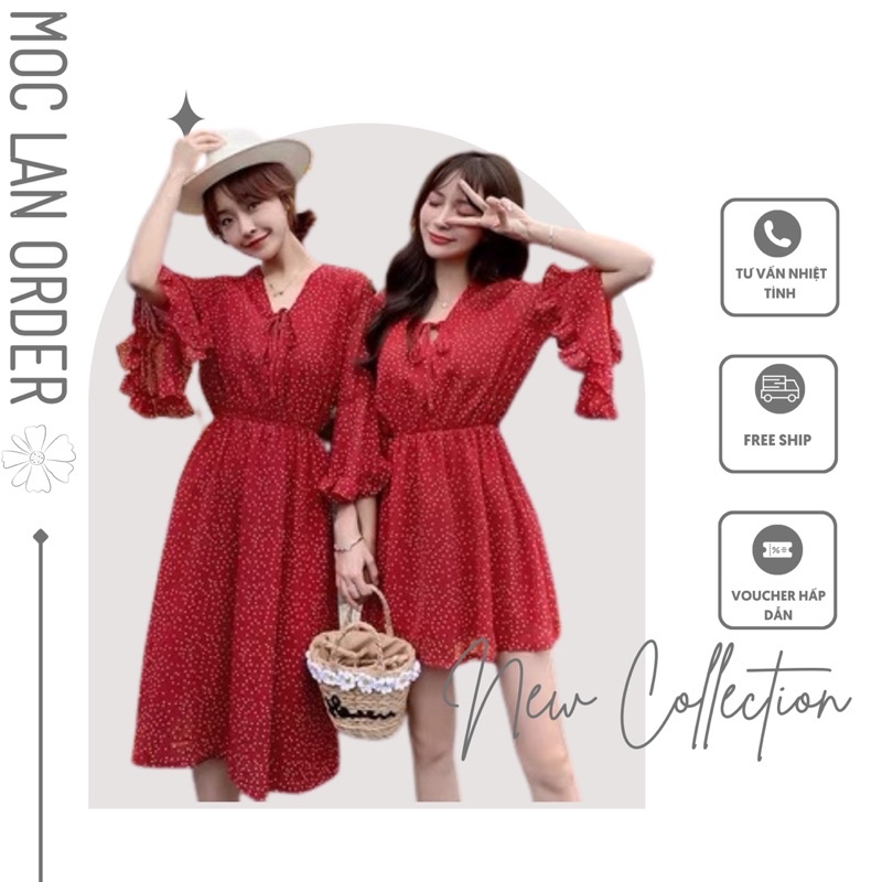 (MộcLan ORDER) váy hè theo cặp cho đôi bạn thân xinh xắn -hàng chuẩn không phai hàng xưởng may lại
