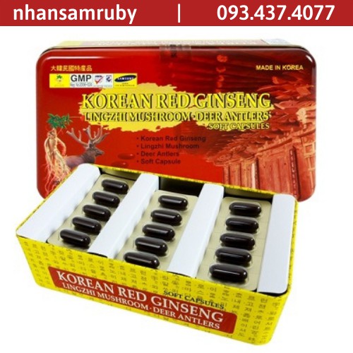 Viên Đạm Hồng Sâm Nhung Hươu Linh Chi  Bio Hàn Quốc, Hộp 60 viên