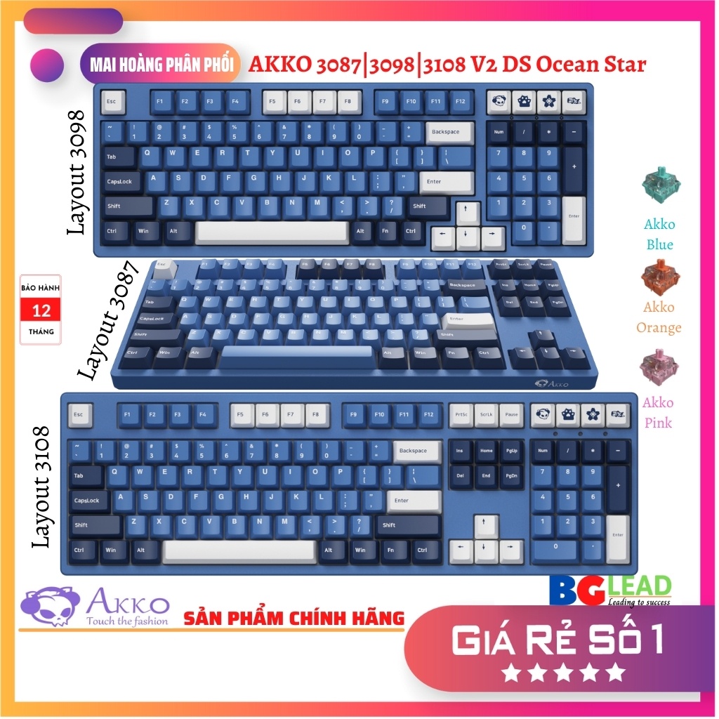 [Chính hãng] Bàn phím cơ AKKO 3108|3098|3087 v2 DS Ocean Star (AKKO switch v2) - Mai Hoàng phân phối và bảo hành