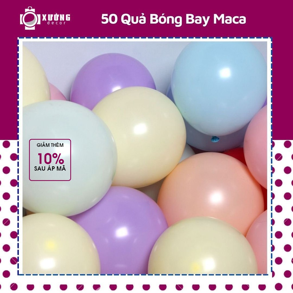 Set 50 bóng bay Maca cỡ lớn 30cm trang trí sinh nhật, sự kiện, tiệc cưới,... đầy đủ các màu