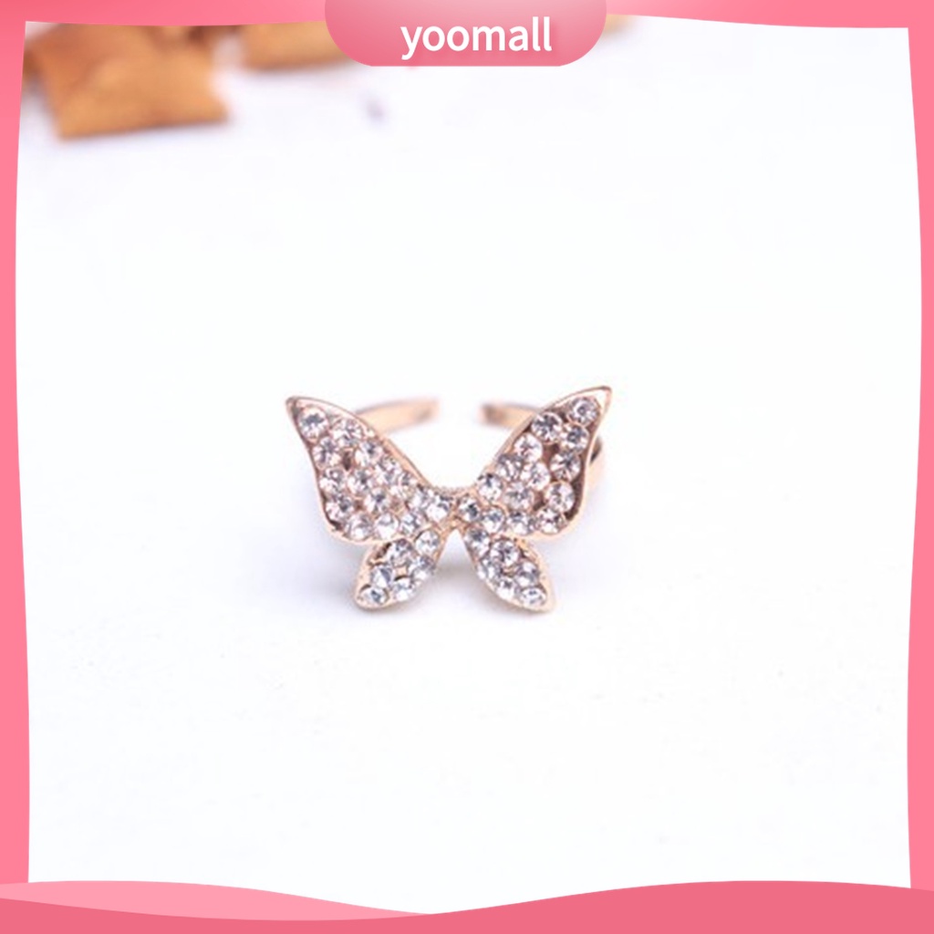 Yomall♡ Nhẫn Hợp Kim Hình Bướm Lấp Lánh Chống Rỉ Sét Cho Nữ