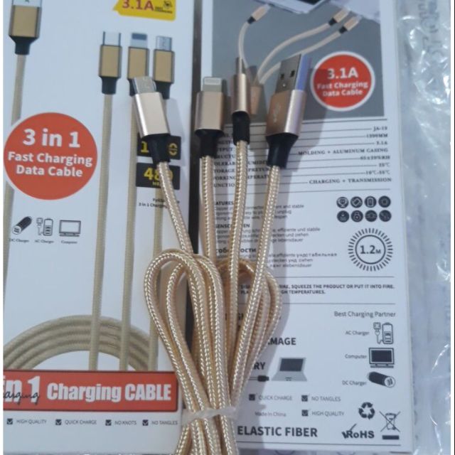 Cáp sạc 3 đầu dây dù iphone, 86, type c dùng cho samsung, oppo đời cũ và mới syc