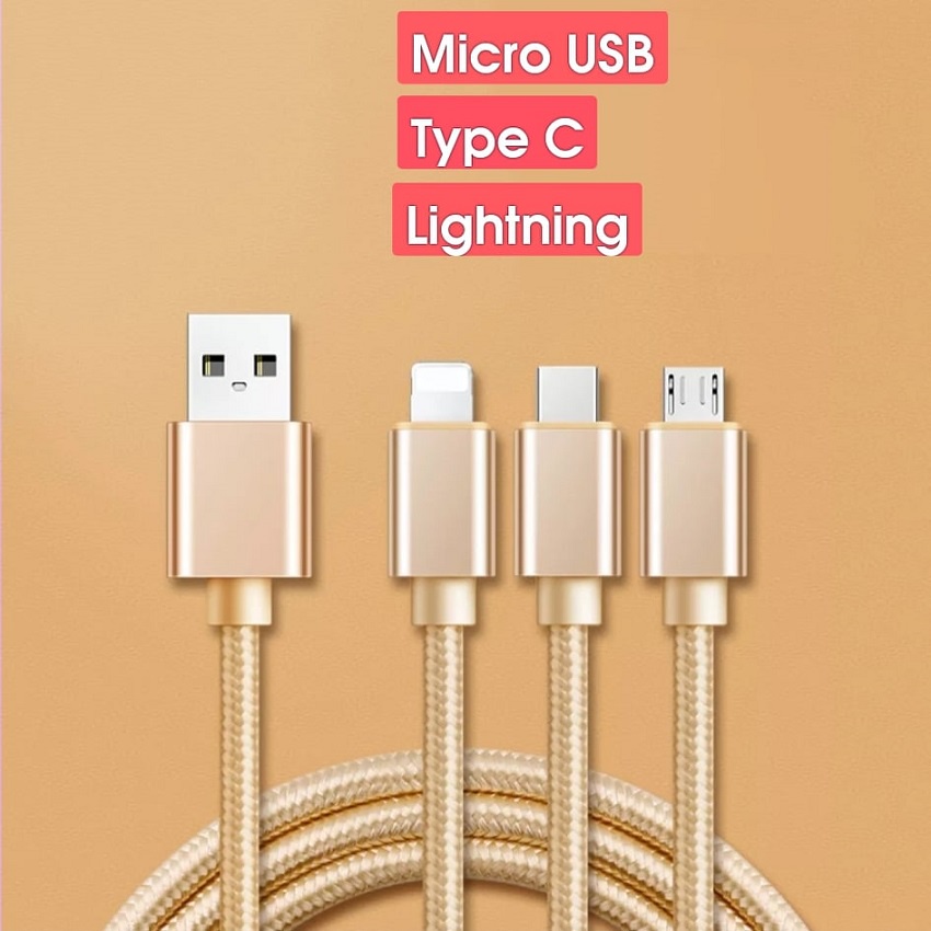 Dây Cáp Sạc ,dây sạc  Cổng Micro USB Type C Lightning  80cm  thiết kế dây bện dù cho điện thoại androi , iPhone