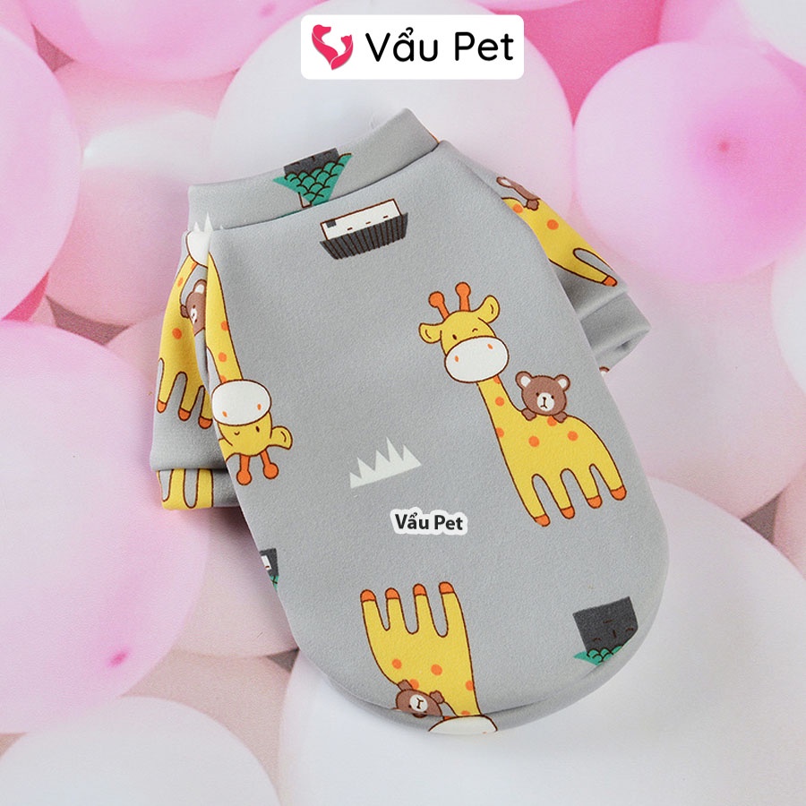 Áo cho chó mèo Nỉ họa tiết ngộ nghĩnh mùa đông - Quần áo cho chó poodle, con, lớn, mèo, thú cưng Vẩu Pet Shop