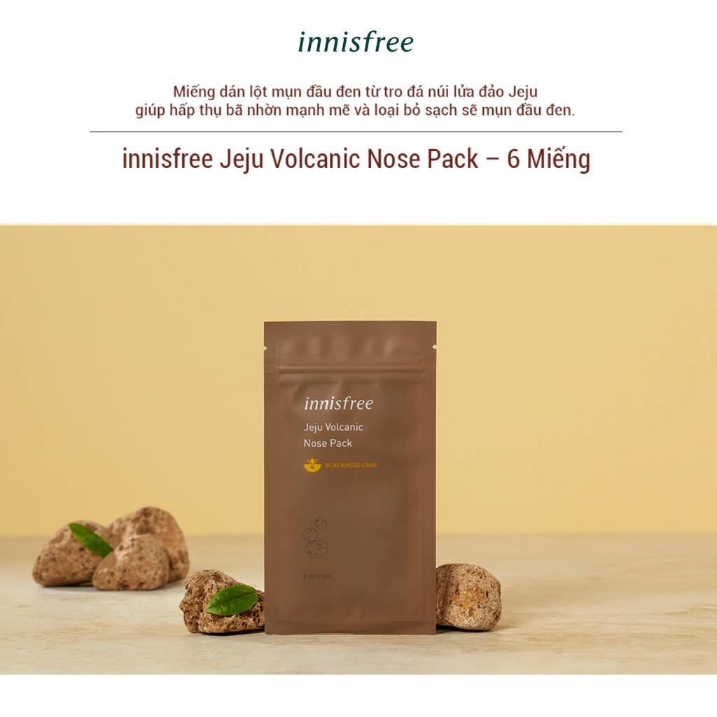 Mặt nạ lột mụn đầu đen innsifree Jeju Volcanic Nose Pack 6 Miếng