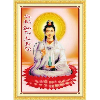 Tranh Thêu Chữ Thập 3D Vía Đức Quan Thế Âm Bồ Tát 222814 (Khách tự thêu) KT:44x61cm