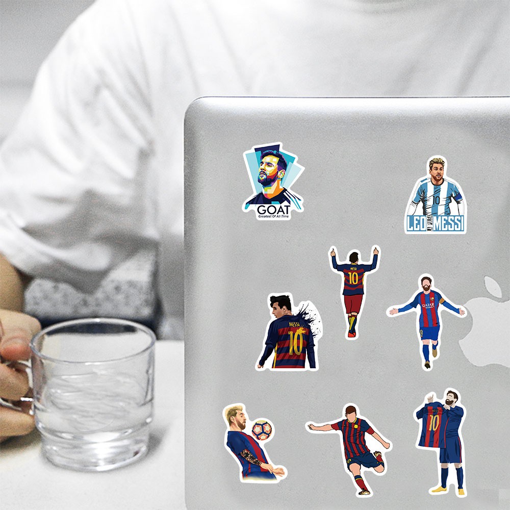 Set 50 hình dán trang trí chống thấm nước hình cầu thủ bóng đá Messi độc đáo