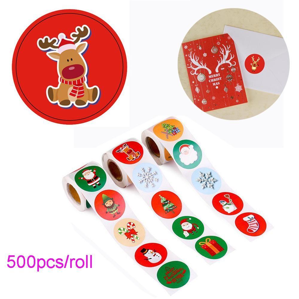 RAINBOW Cuộn 500 Nhãn Dán Trang Trí Tiệc Giáng Sinh