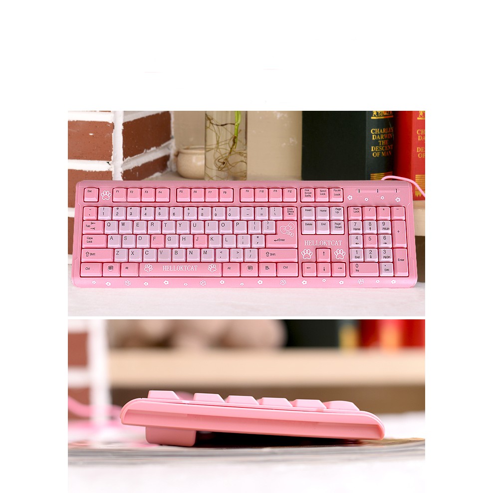 Bàn phím giả cơ HELLO KTCAT Màu hồng I Pink Keyboard Hello Kitty