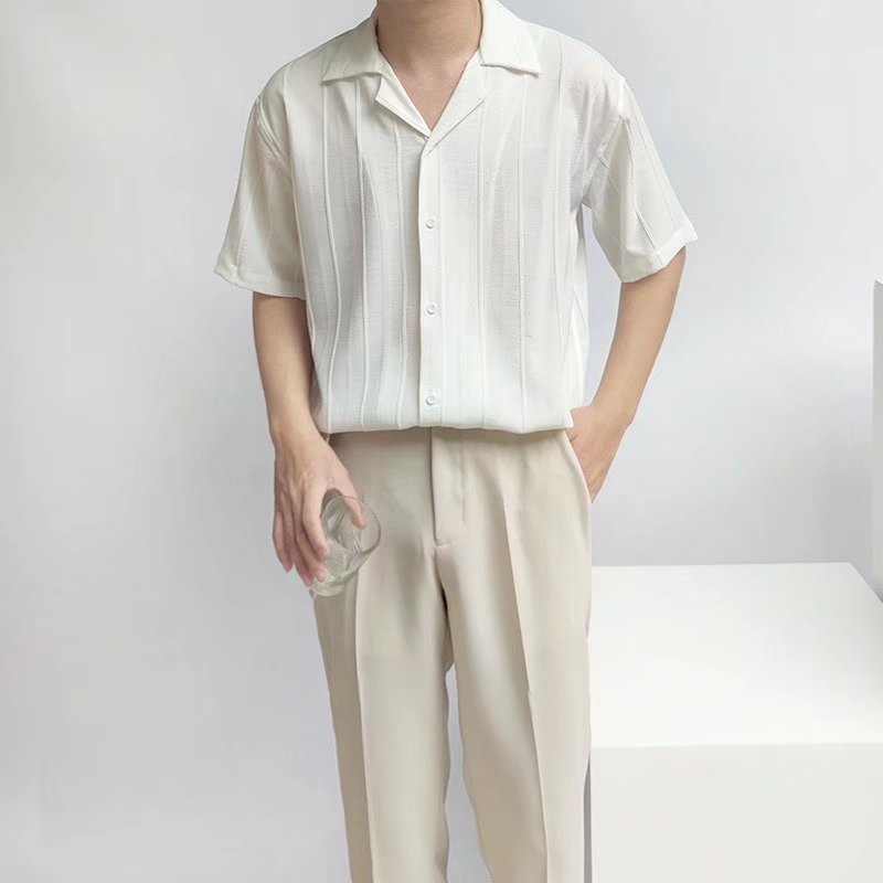 Áo Sơ Mi Tay Ngắn Màu Sắc Đơn Giản Phong Cách Hàn Quốc Cho Nam Hàn Quốc áo nam đẹp bigsize simple áo sơ mi nam ngắn tay fashion áo sơ mi nam form rộng