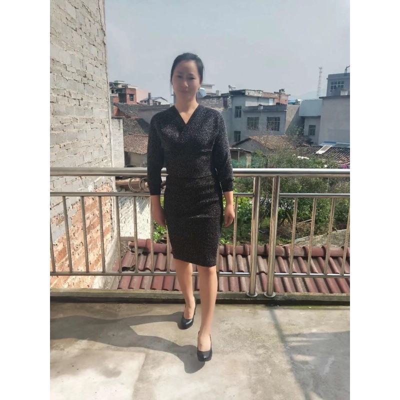 Sét váy+áo len 2 chi tiết ánh kim hàng quảng châu cao cấp