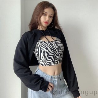 Áo Thun Tay Dài Ghép Vải Họa Tiết Ngựa Vằn Độc Đáo Cá Tính Cho Nữ