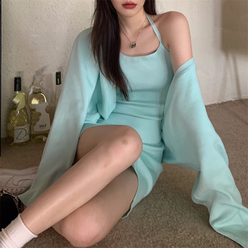 Sét váy len body kemd áo khoác ngoài dáng ôm sexy chất mềm mịn