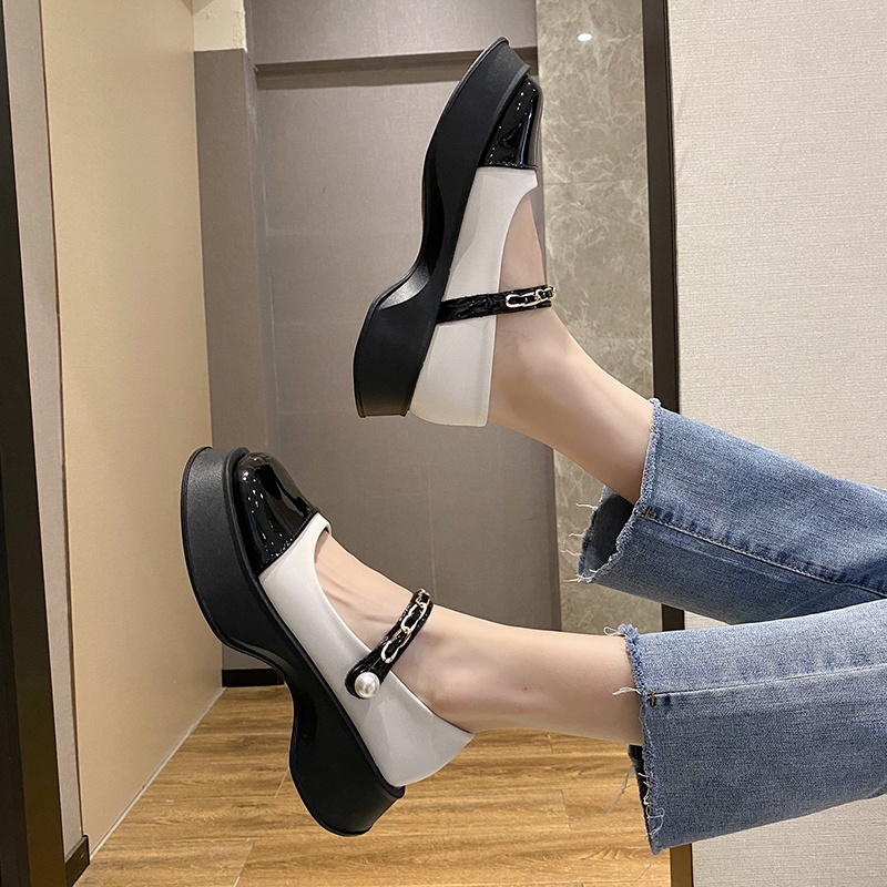 Giày Búp Bê Da Đế Dày Phối Màu Thời Trang Chất Lượng Cao Cho Nữ