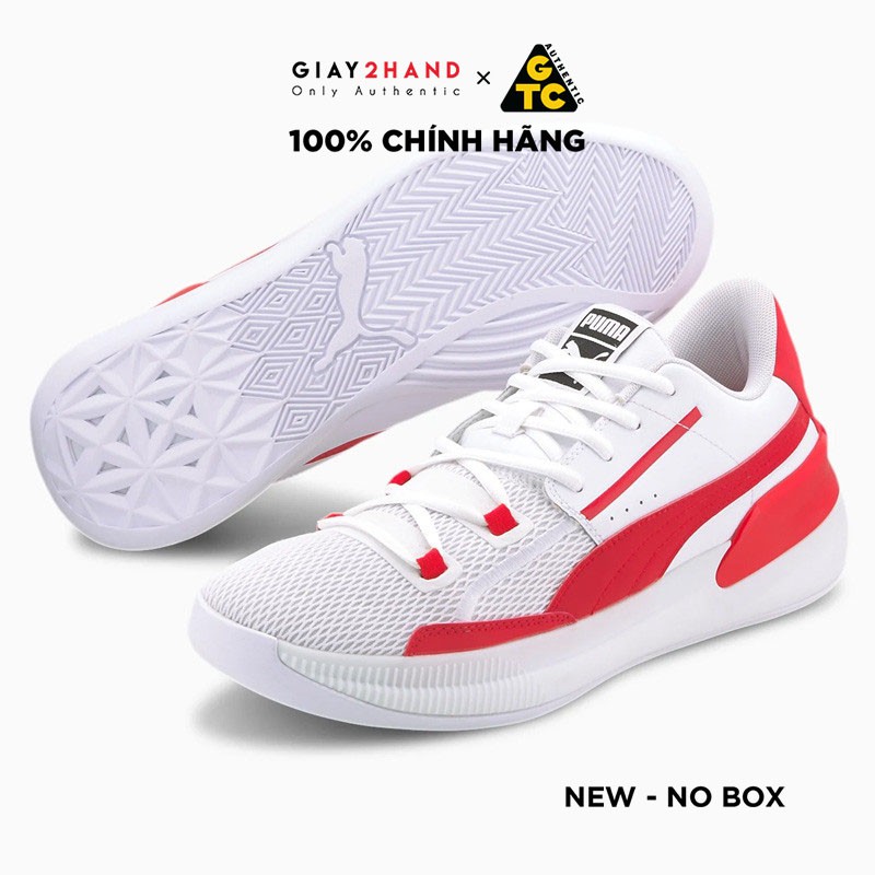 (AUTHENTIC 100%) Giày Sneaker Thể Thao Bóng Rổ PUMA CLYDE HARDWOOD WHITE/RED Chính Hãng