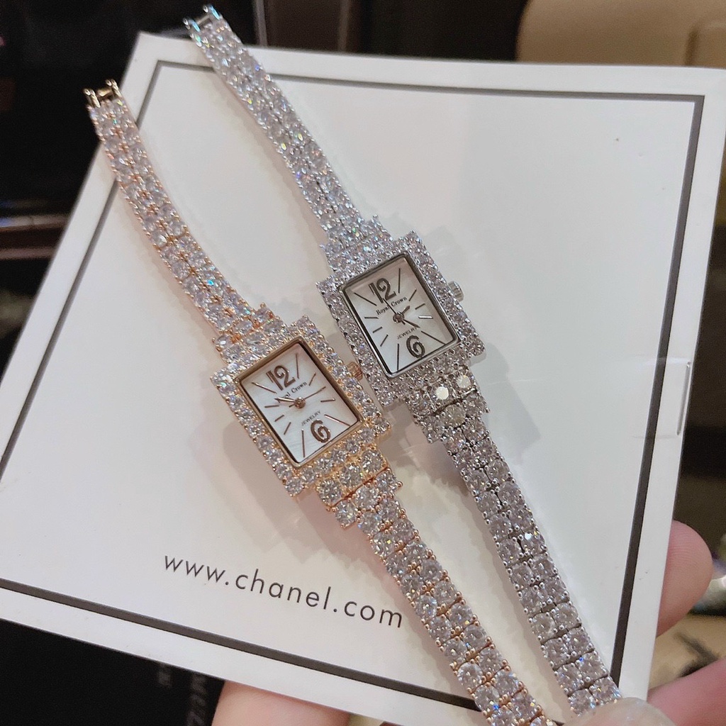 Đồng Hồ Nữ Chính Hãng Royal Crown 3584 Jewelry Dây Kim Loại Đính Đá Chống Nước Chống Xước