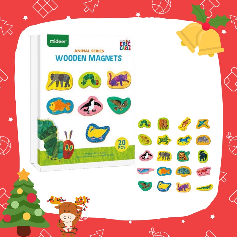 Bộ nam châm gỗ động vật Mideer cho bé 1+ - Wooden Magnet Animals