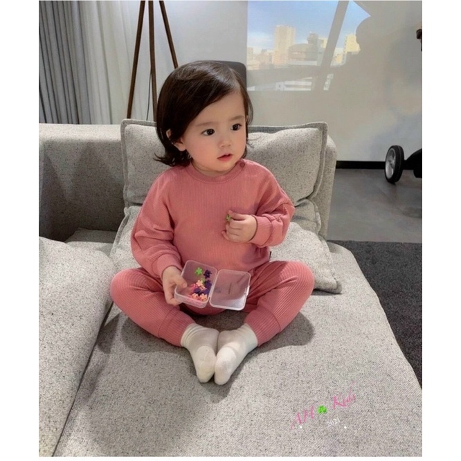 Sale !!Bộ dài tay len tăm cánh dơi Minky Hàn Quốc (8-18kg)