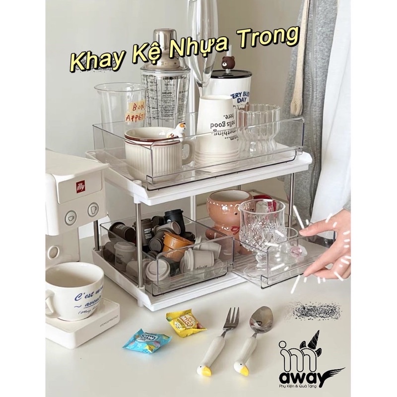 Khay Kệ Nhựa Trong Đa Năng - Khay Kệ Đựng Đồ Dùng Học Tập, Mỹ Phẩm, Khay Đựng Ly, Bình Sữa