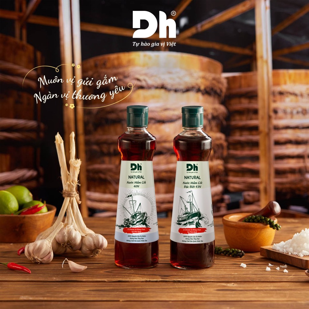 Nước mắm cốt đặc biệt 43N nguyên chất Natural Dh Foods dùng làm nước chấm, chế biến món ăn chai 180/400ml