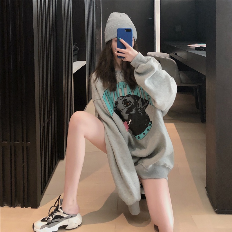 Áo sweatshirt mỏng Xiaozhainv tay dài dáng rộng in chữ phong cách vintage Hàn Quốc thời trang thường ngày | BigBuy360 - bigbuy360.vn