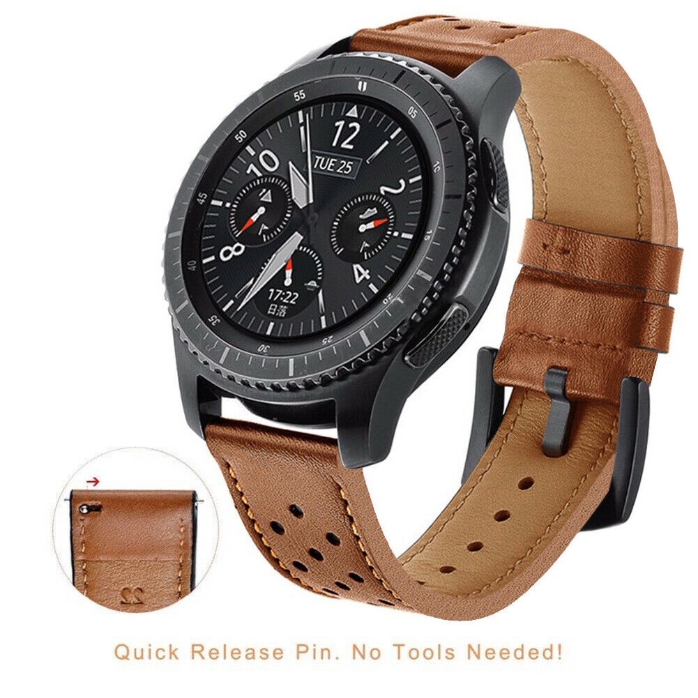Dây Đeo Bằng Da 22MM 20MM Cho Đồng Hồ Samsung Galaxy Watch 4 Watch4 Classic Gear S3 Frontier