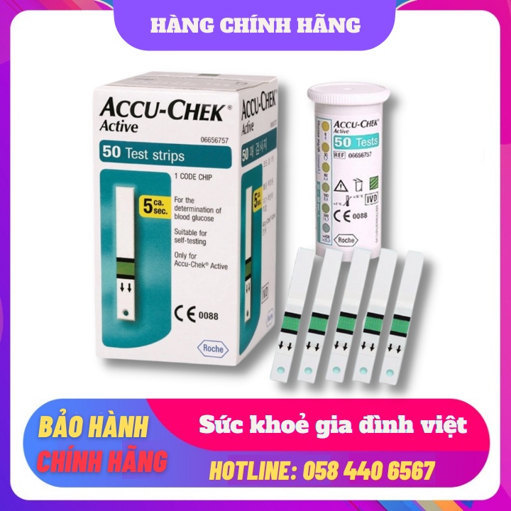 Hộp 50 Que Thử Đường Huyết Accu Check Active - Đức + Tặng 25 kim chích máu