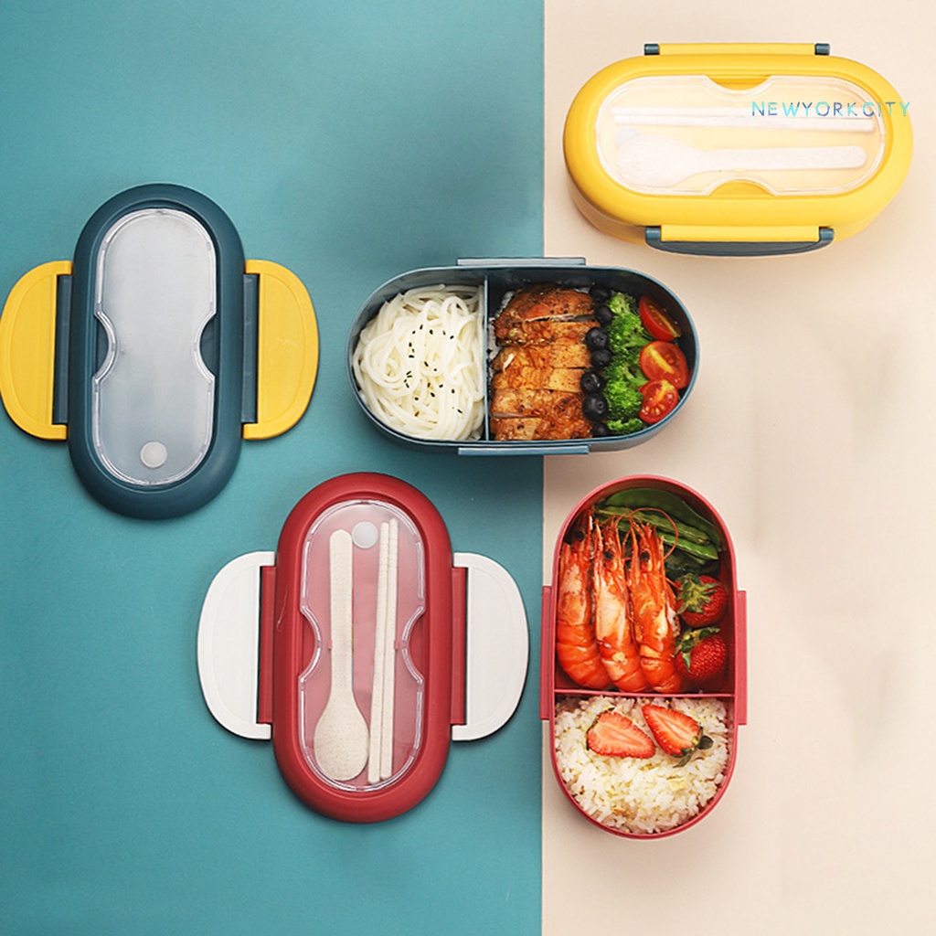 Hộp Đựng Cơm Trưa Chia Ngăn Kèm Muỗng Và Đũa