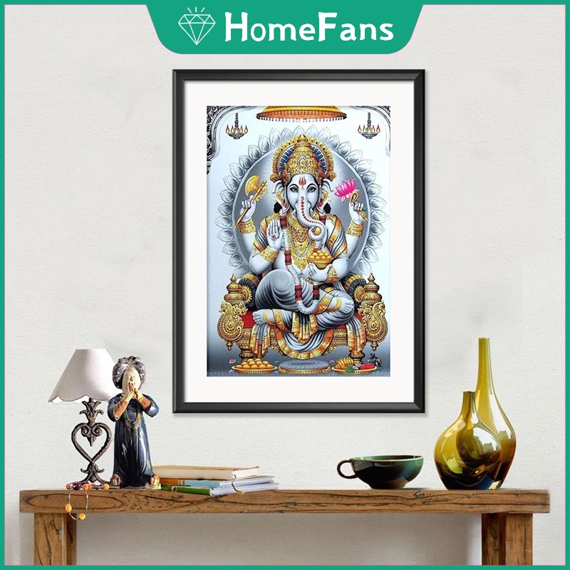 Bộ Tranh Đính Đá 5D Tự Làm 40x50cm/50x60cm Hình Thần Voi Độc Đáo