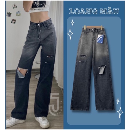 [BEST CHOICE] Quần Jeans BAGGY Rách Quần Jeans Loang Nữ Ông Suông Quần Bò Nữ Rách Gối -KOREA STYLE 2022 (Hàng Mới Về)