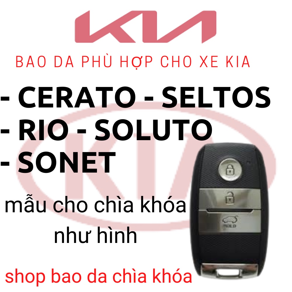 Bao Da chìa khoá Kia Seltos,Kia Cerato,Kia Sorento,KiaRio,Kia Soluto,Bọc chìa khóa Kia SeltoSs (KMK3  móc D)