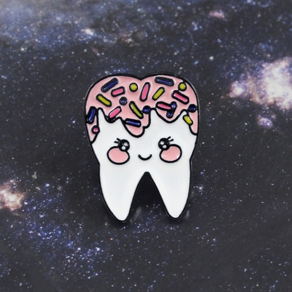 YOML✔Cartoon Tooth Smiley Enamel Brooch Pin Denim Jacket Coat Backpack Badge Decor