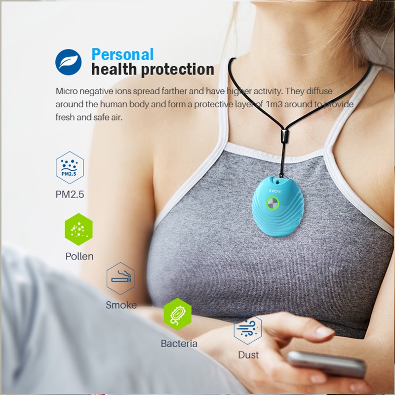 Aolon AVICHE W3 Version 3.0 2021 New Upgrade Air Purifier Negative Ion Necklace Wearable Personal Portable