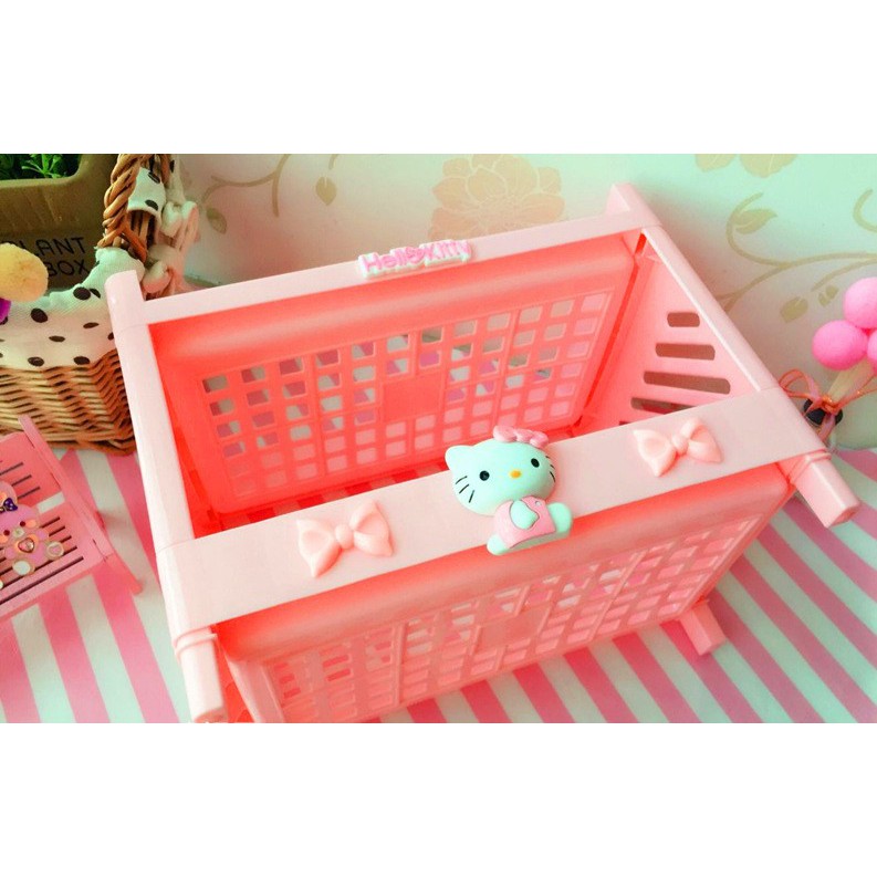 Kệ Nhựa Mini 2 Tầng Kitty Đựng Đồ Đa Năng Siêu Xinh