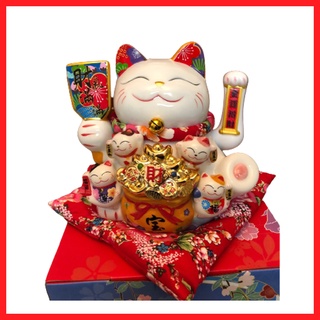 Mèo Thần Tài Sứ , Mèo May Mắn Maneki Neko cao  29cm. Vẩy Tay Gọi Khách BÁT PHƯƠNG KHAI TÀI