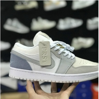 Giày Thể Thao JorDan Xám Xanh Paris Cổ Thấp, Giày Sneaker JD Low Xám Gót Xanh Nam Nữ Mới Nhất - Full Box Bill