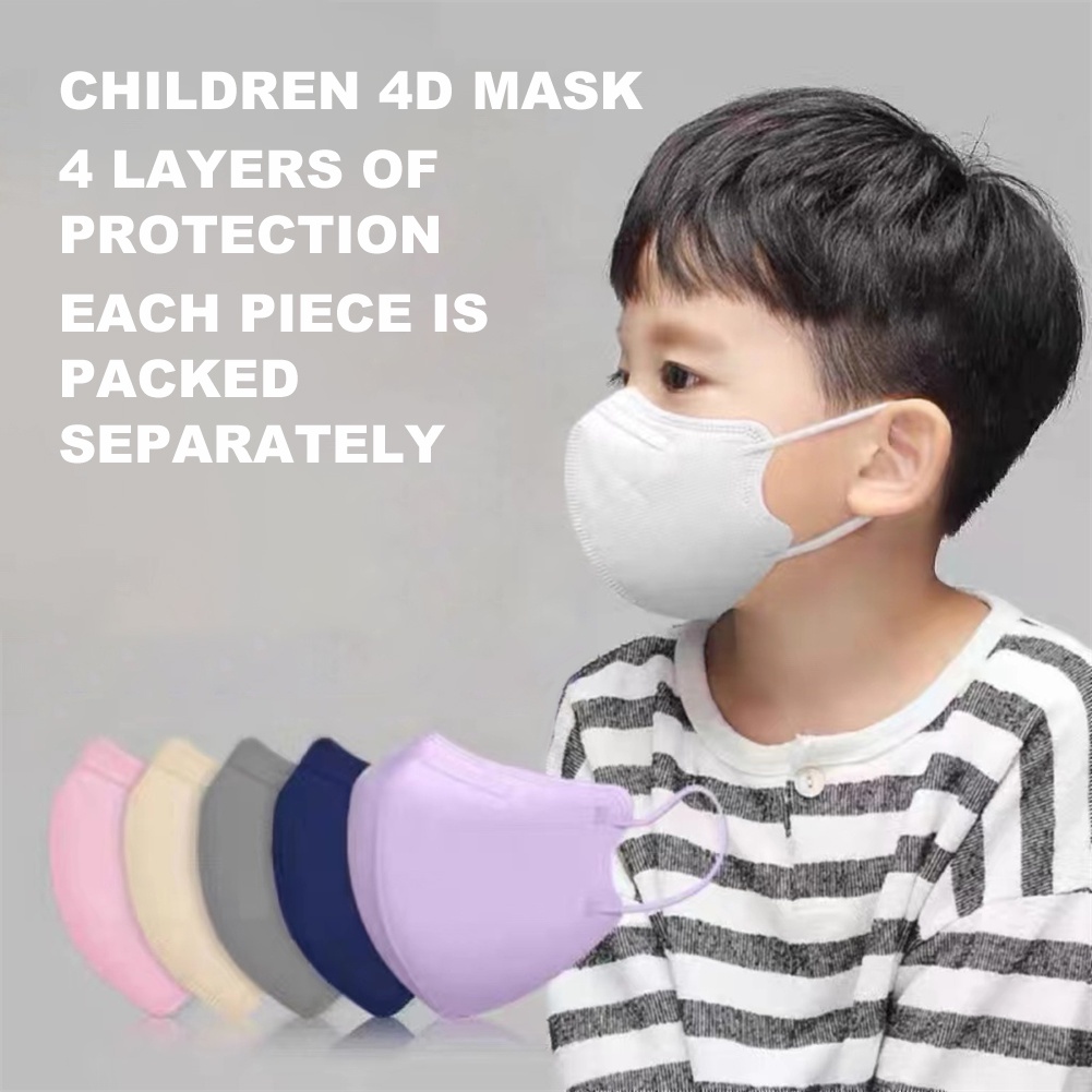 10 Chiếc Khẩu Trang Trẻ Em Khẩu Trang 4d Ba Chiều Kn95 Bộ Lọc Bốn Lớp Với Khẩu Trang Bướm Dùng Một Lần Thoáng Khí Kháng Thấp Thổi Tan [Pwatch】