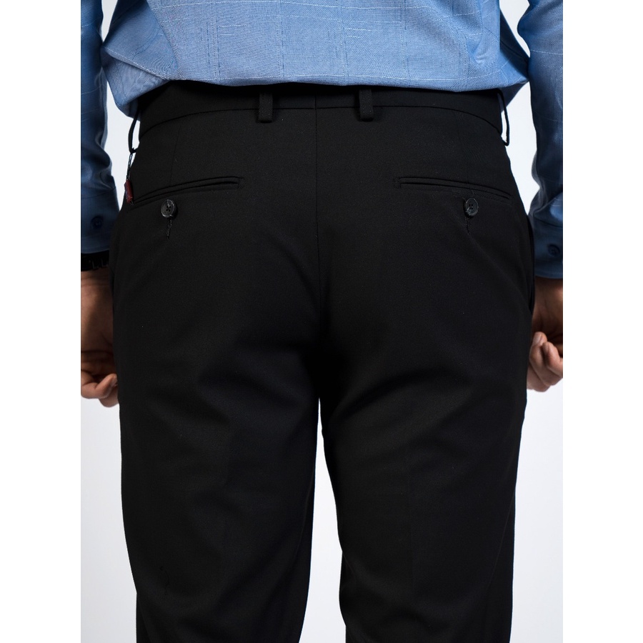 Quần Âu Nam Quần Tây Công Sở Cao Cấp OWEN QST220509 Dáng Slim Fit Ống Ôm Cạp Chun Màu Màu Đen Trơn Vải Polyester