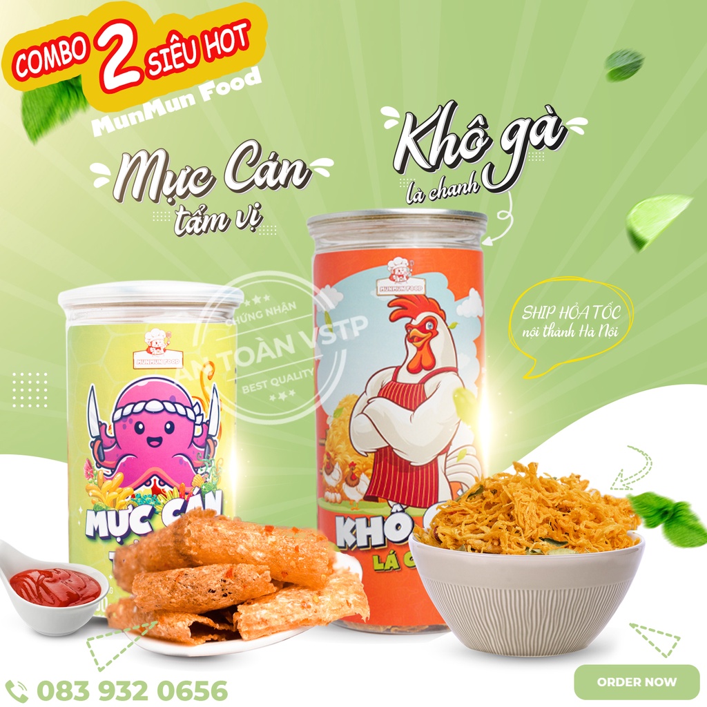 KHÔ GÀ LÁ CHANH LOẠI 1 + MỰC CÁN TẨM VỊ LOẠI 1