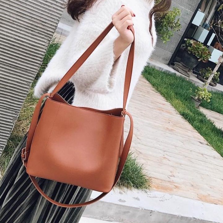 [Mã FASHIONT4WA2 giảm 10K đơn 50K] Túi basic hàng qc họa tiết trơn hai ngăn form rộng đựng vừa a4