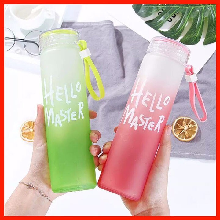 [Sả kho- giá sốc] chai đựng nước thủy tinh hello masterr 480ml cực đẹp cho nam và nữ- đổi trả miễn phí