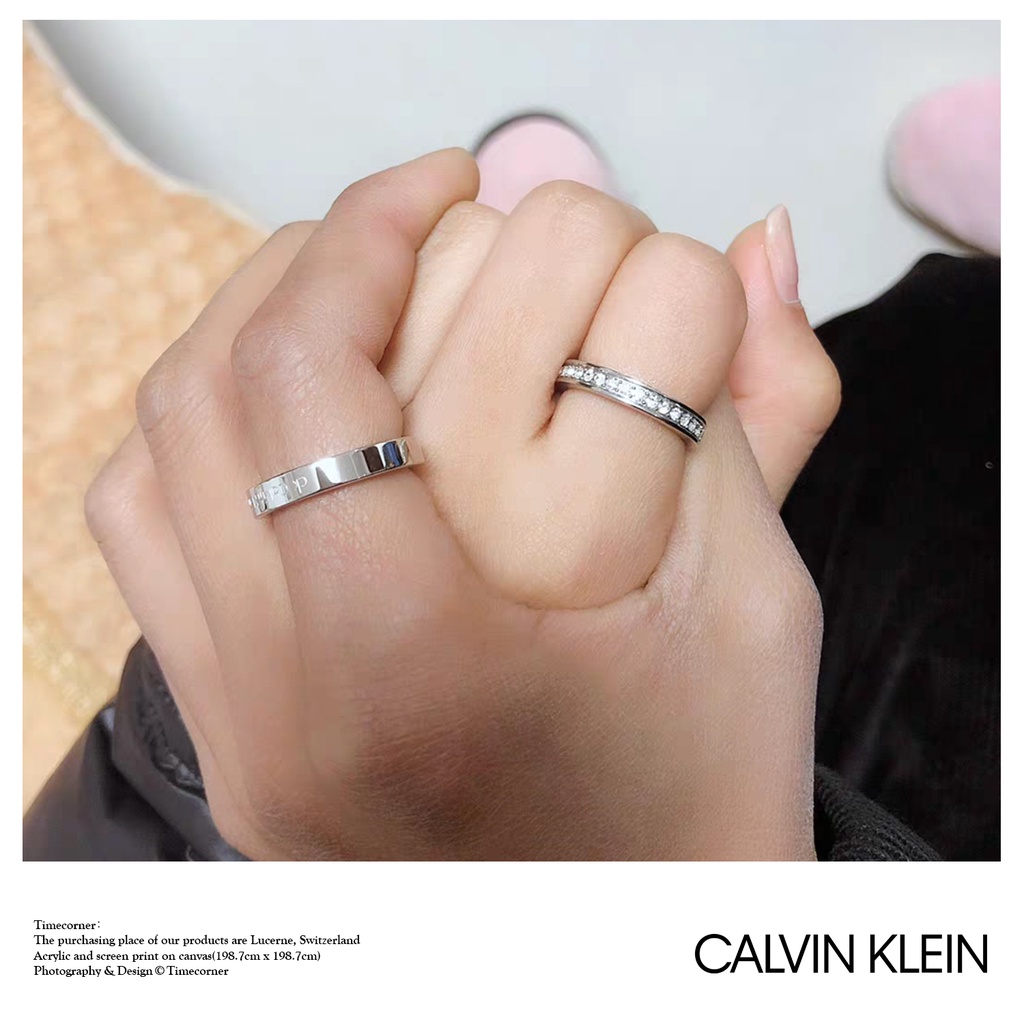 Nhẫn cặp đôi Calvin Klein Hook Crystals Ring - Nhẫn CK Authentic, thẻ tag, bill check Code