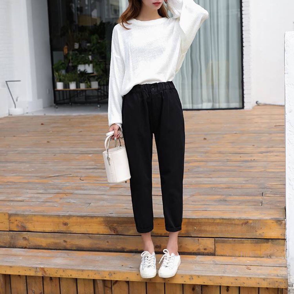Quần Baggy Nữ Lưng Thun 1 nút - Quần Baggy Jean - Tashop 49 | BigBuy360 - bigbuy360.vn