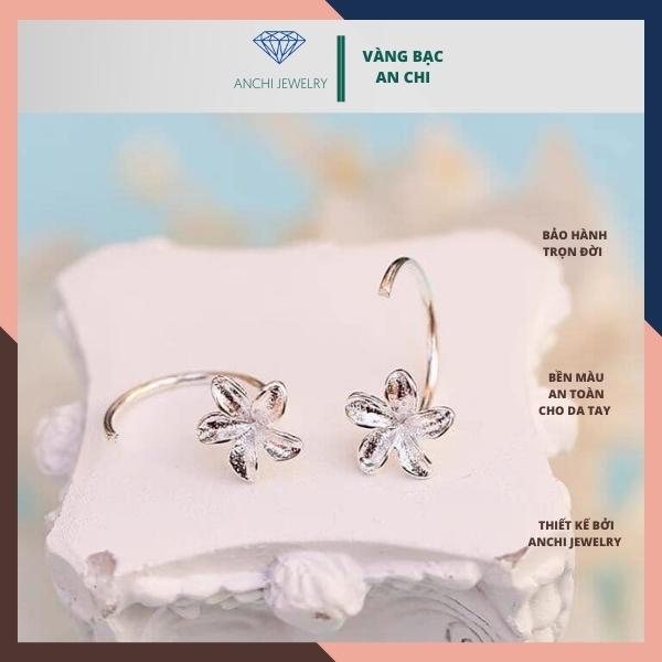 Bông tai hoa mai chuẩn bạc ta bao sáng đẹp, An chi jewelry