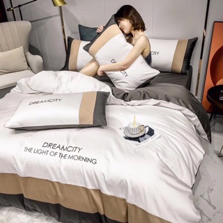 Set Chăn ga lụa thêu Dream city 4 món độc đáo